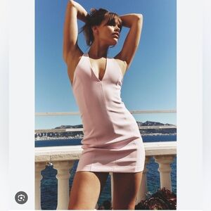 Zara Light Pink Halter Mini Dress size small